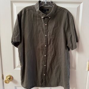 Olive Button Down Men's Shirt-Large
